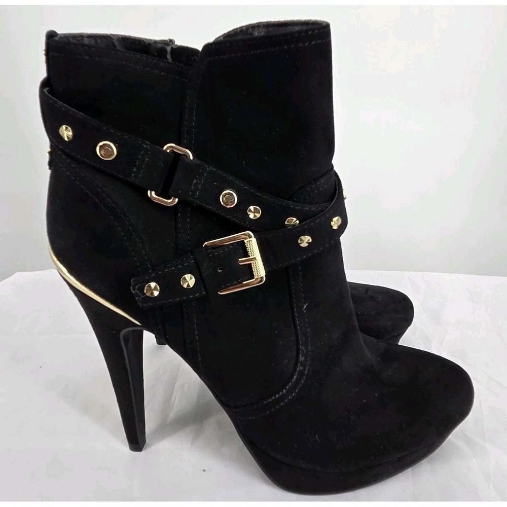 GBG Guess Deeka Stiletto Boots US 9.5 Black Gold Studs
